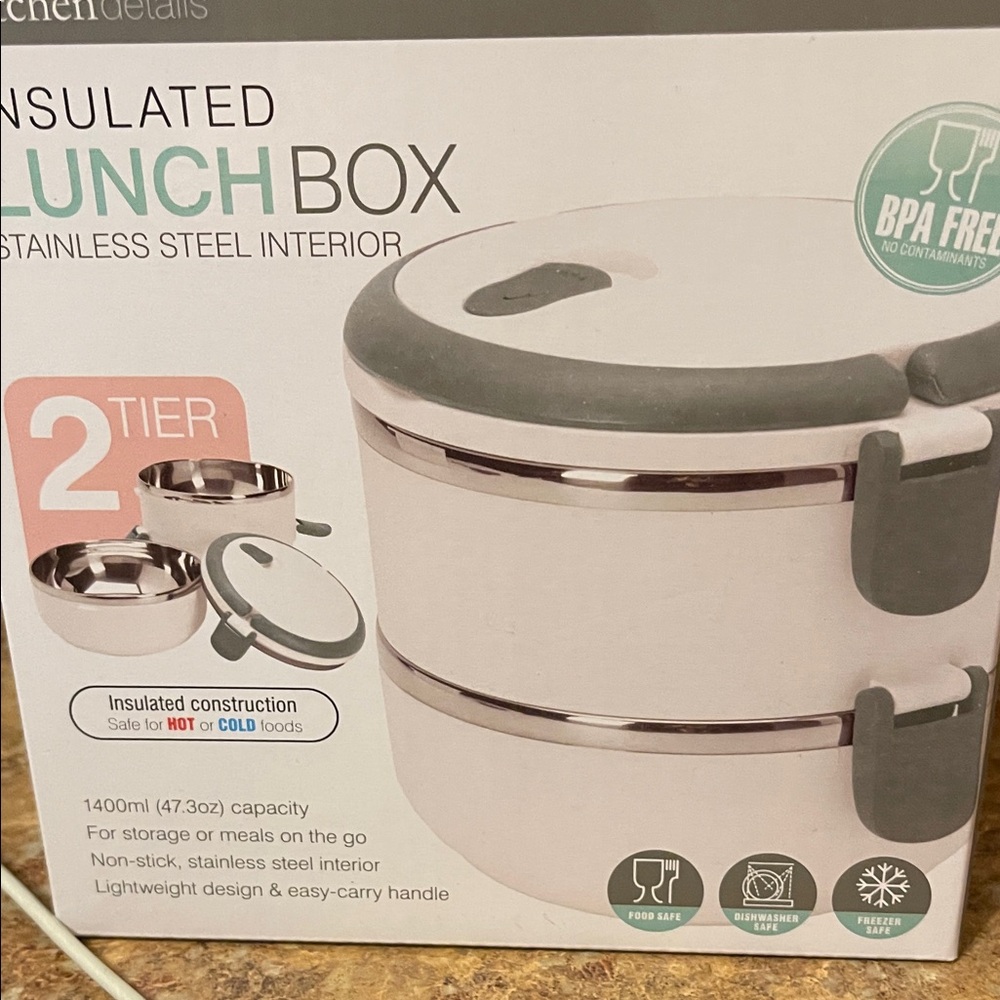 Insulated Stainless Steel Lunch Box - Gray -